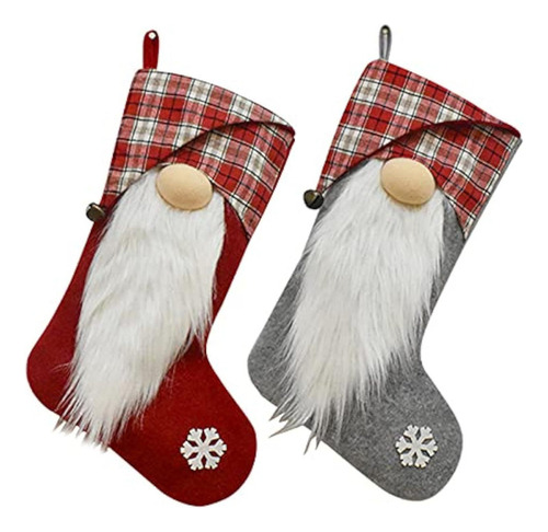 Paquete De 2 Medias De Gnomo De Navidad Felpa Para Chimenea