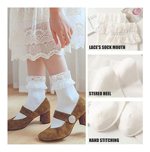 Sryl Calcetines Tobilleros De Encaje Para Mujer, Calcetines