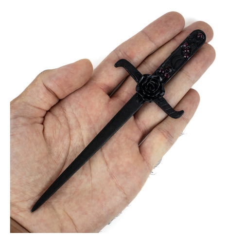 Athame Negro Metal Pomba Gira Rosa Negra 16,50 Cm
