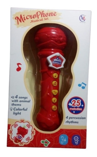 Imagen 1 de 6 de Microfono Juguete Infantil Sonido Luz Melodias A Pilas Ed