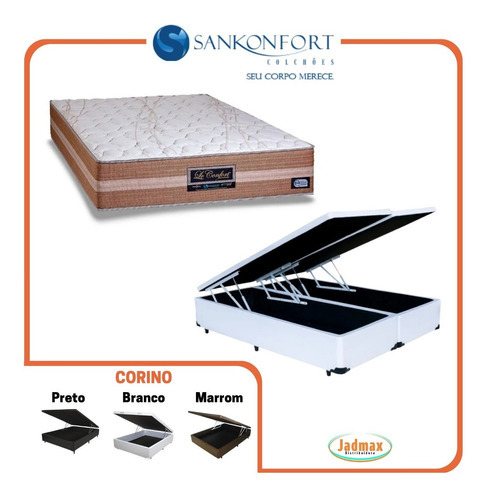 Cama Box Baú Queen + Colchão Le Confort 158x198 Cor Branco