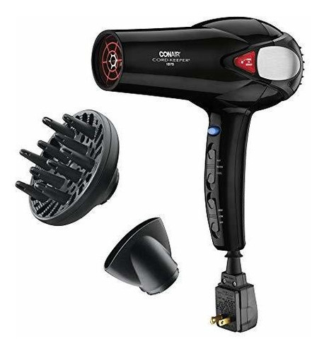 Secador De Pelo Conair, 1875 Watts, 2 En 1, Negro, Negro