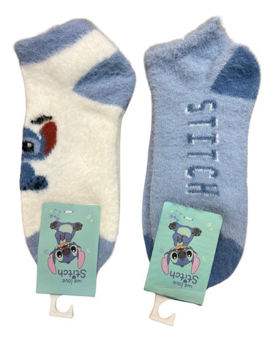 Medias Peludas Super Suaves X2u Al Azar Diseño Stitch Kawaii X2u Stitch Único