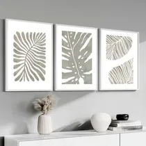 Comprar Kit Quadros Decorativos Abstrato Folhagem Moldura 40x60 Sala