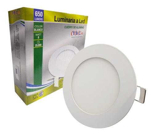 Panel Led Circular 8w Para Embutir Color Blanco