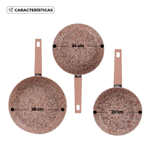 Set Sartenes Granito Advance 3 Piezas Con Mango Suave