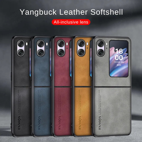 Funda Para Oppo Find N2 Flip Case Uso Rudo De Cuero Pu Lujo Anti-caída Bumper Para Mujeres Hombres