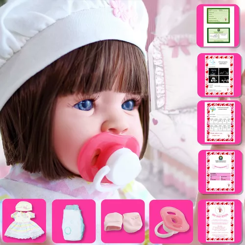 Boneca Bebê Menina Reborn Silicone Pode Molhar Kit Itens