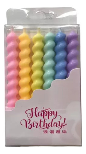 Vela Torneada Pastel Dorado Con Porta Vela X 6 Unidades