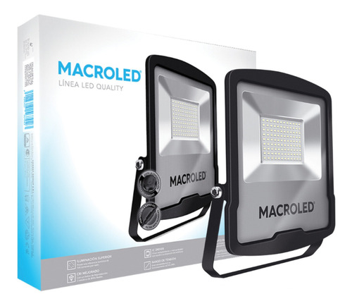 Reflector Led Pro Ip65 Negro Macroled - Frío 100w