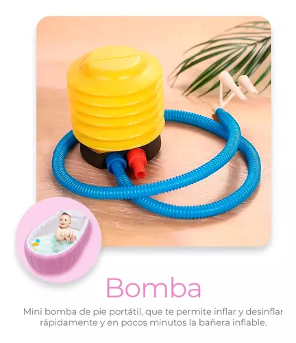 Bañera Bebe Plegable Con Bomba para Inflar Rosa