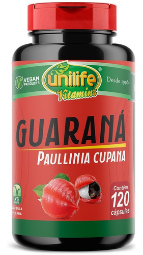 Guaraná Em Cápsulas Paullinia Cupana Unilife 120 Caps Vegan