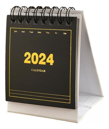 5 Calendario De Escritorio Pequeño 2024, Negro Sobre