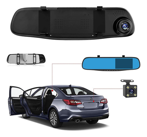Camara Auto Trasera Y Delantera Grabacion Espejo Retrovisor