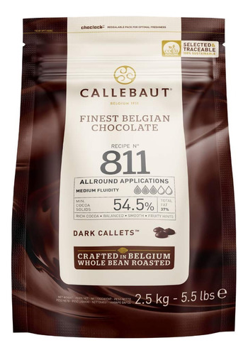 Chocolate Oscuro Semiamargo 54.5%/4 Bolsas C 2.5kg Callebaut