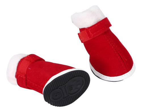 Zapatos Cálidos Navideños De Algodón Para Mascotas, 4 Unidad