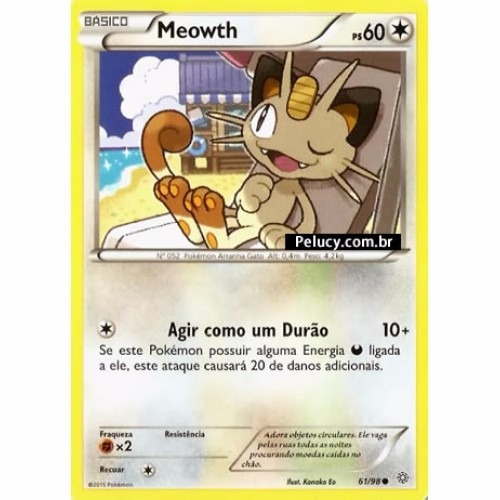 2x Meowth Pokémon Normal Comum 61/98 - Xy Origens Ancestrais