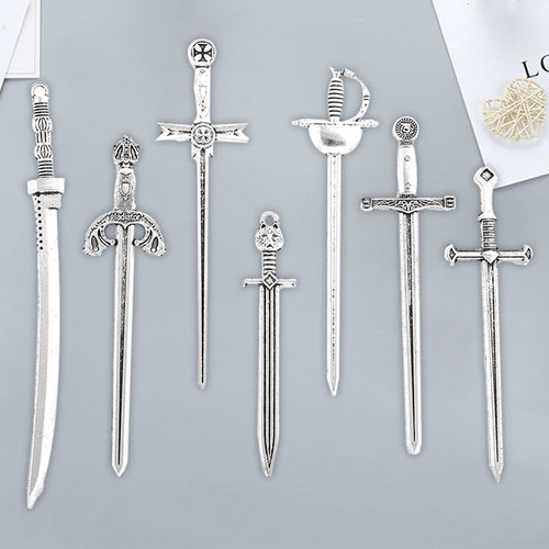 Li 7 Piezas De Aleación Cuchillo Encantos Colgante Mini