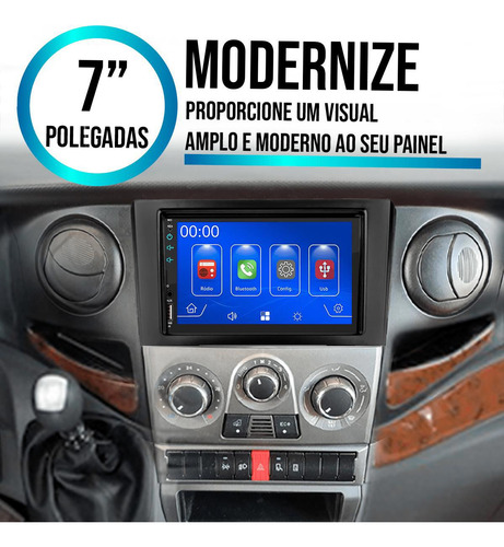 Kit Multimídia Mp5 7pol Iveco Daily 13-19 + Câmera E Moldura