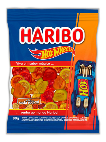 Imagem 2 de 2 de Bala De Gelatina Hot Wheels Soda Haribo Mattel 80g