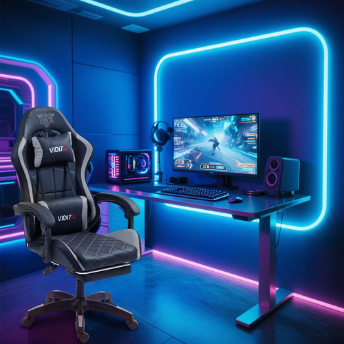 Silla Gamer Rgb Reclinable Con Masajeasdor Reposapiés Gris