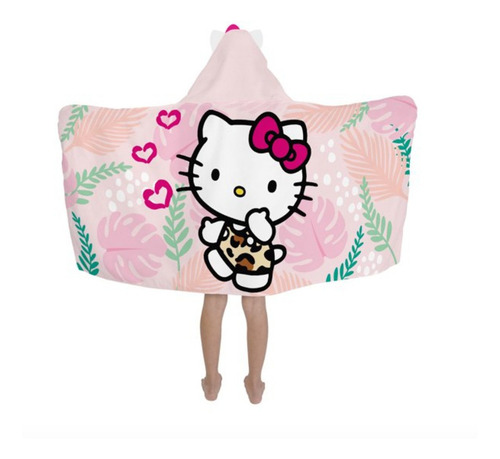 Toalla De Baño Hello Kitty Con Gorro Para Niñas *sk