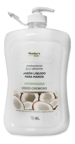 Jabón Líquido Para Manos Antibacterial Member´s Choice 4 L