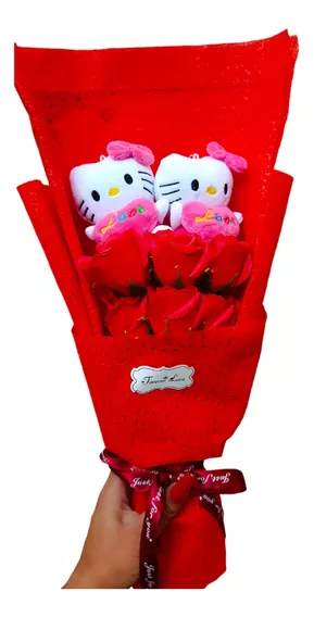 Ramo De Peluches Mini Hello Kitty+rosa Regalo San Valentín