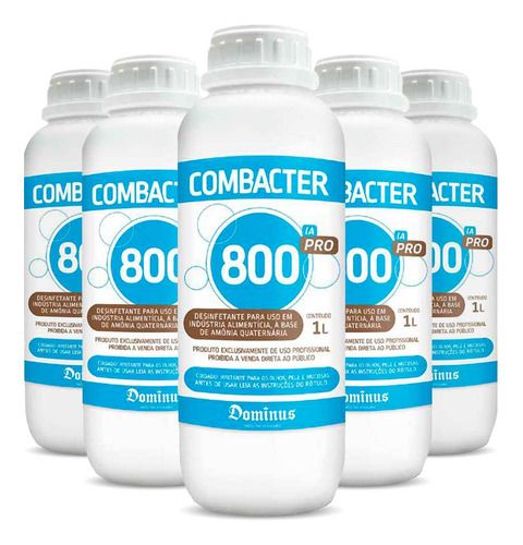 5x Combacter 800 Desinfetante Quaternário Amônia 1l Dominus