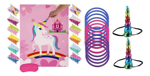 Unicorn Party Game Set, Unicorn Ring Toss Game Pin The ...