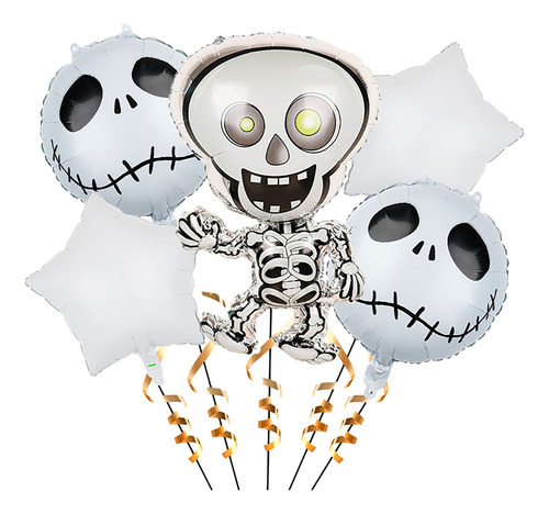 Kit Globos Calavera Jack Esqueleto Blanco Halloween