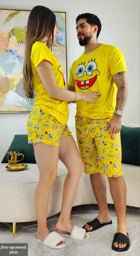 Pijama Bob Esponja Para Caballero Short Y Camisa Cómoda