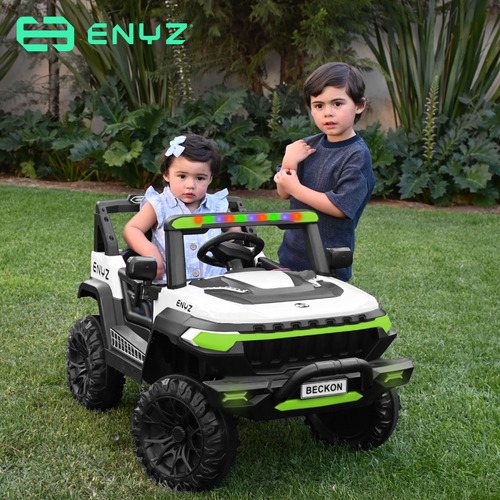 Camioneta Montable Eléctrico Con Control Remoto Para Niña Niño Con Asientos De Piel Carro Todo Terreno Bcx-7 Verde Águila Enyz Led Neon Y Muticolor Música Bluetooth Edades De 2 A 5 Años