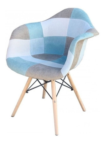 Sillón De Comedor Diseño Tapizado Tela Madera - Eames Patch