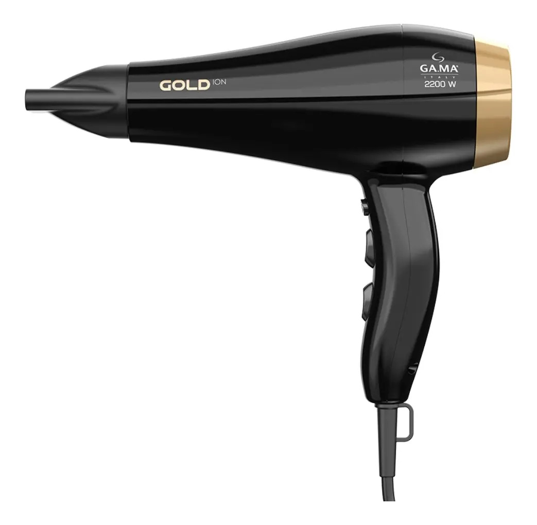 Secador Cabelo Gama Italy Gold Íon Ceramic Íon Profissional Cor Preto e dourado
