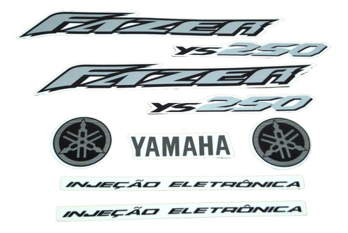 Kit Adesivos Yamaha Fazer 250 2005 À 2006 Cinza 10189