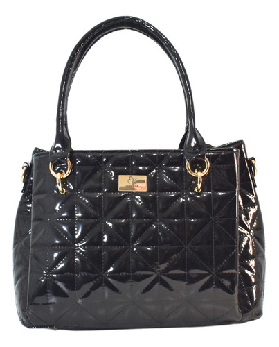 Bolso De Dama Elegante Charol Abollonado Lua De Dibella