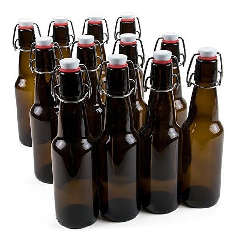 Paquete De 12 Botellas De Cerveza De Vidrio Ámbar De 11 Oz.