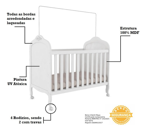 Peroba Elô Berço Americano Uli Peroba Mdf Cor Branco