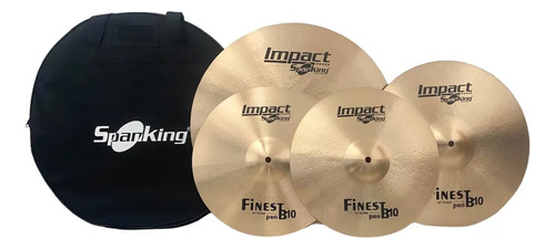 Kit 04 Pratos Pro Fire B10 (14 Hit-hat, 16 Crash E 20 Ride) + Bag
