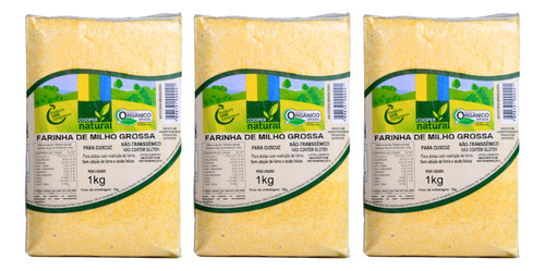 Kit 3 Farinha Milho Cuscuz Orgânica Vácuo Coopernatural 1 Kg