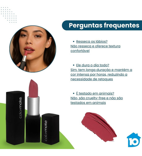 Batom Colormake Matte Longa Duração Alta Cobertura Profissio
