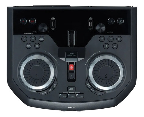Minicomponente LG Xboom OK99 negro y rojo con bluetooth 1800W de potencia -