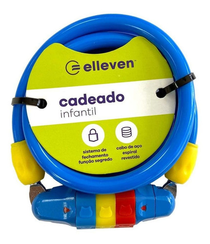 Cadeado Segredo Infantil Azul 1,20m X 8mm Elleven