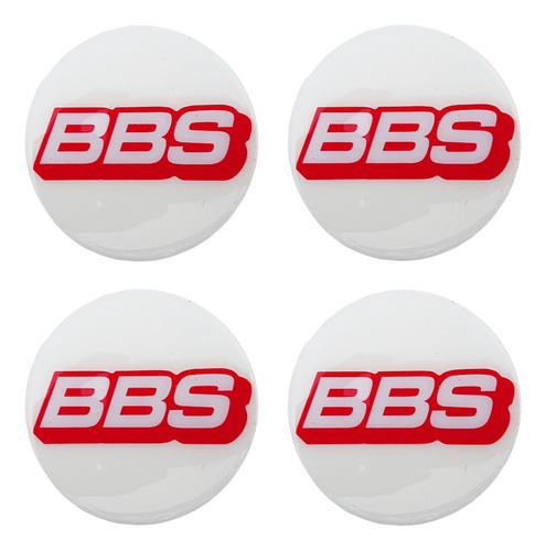 4 Centros De Rin (stickers) Center Caps Bbs Blanco 75mm