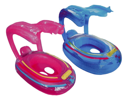 Bote Inflable Con Techo Proteccion Uv Niños 3 A 6años Color Rosa