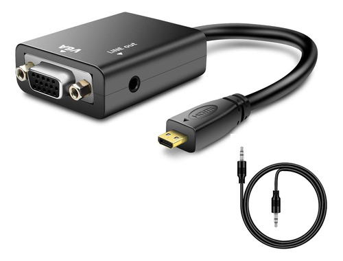 Convertidor Micro Hdmi A Vga, 1080p/chapado En Oro/3.5 Mm