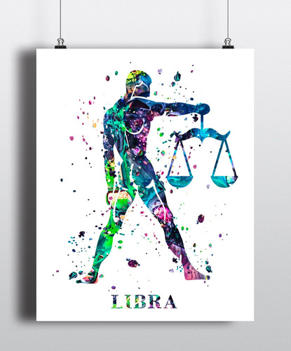 Cuadro 30x45cm Libra Signo Zodiaco Astrologia Balanza M4