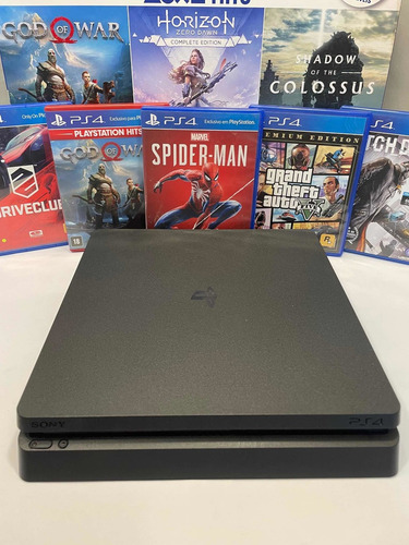 Sony Playstation 4 Slim 1tb Ps4 Megapack 2 Jogos + Controle Preto (Usado)