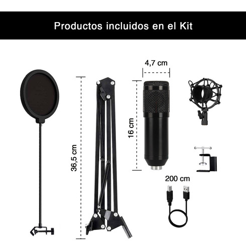 Kit Micrófono Condensador Cardioide Bm-828